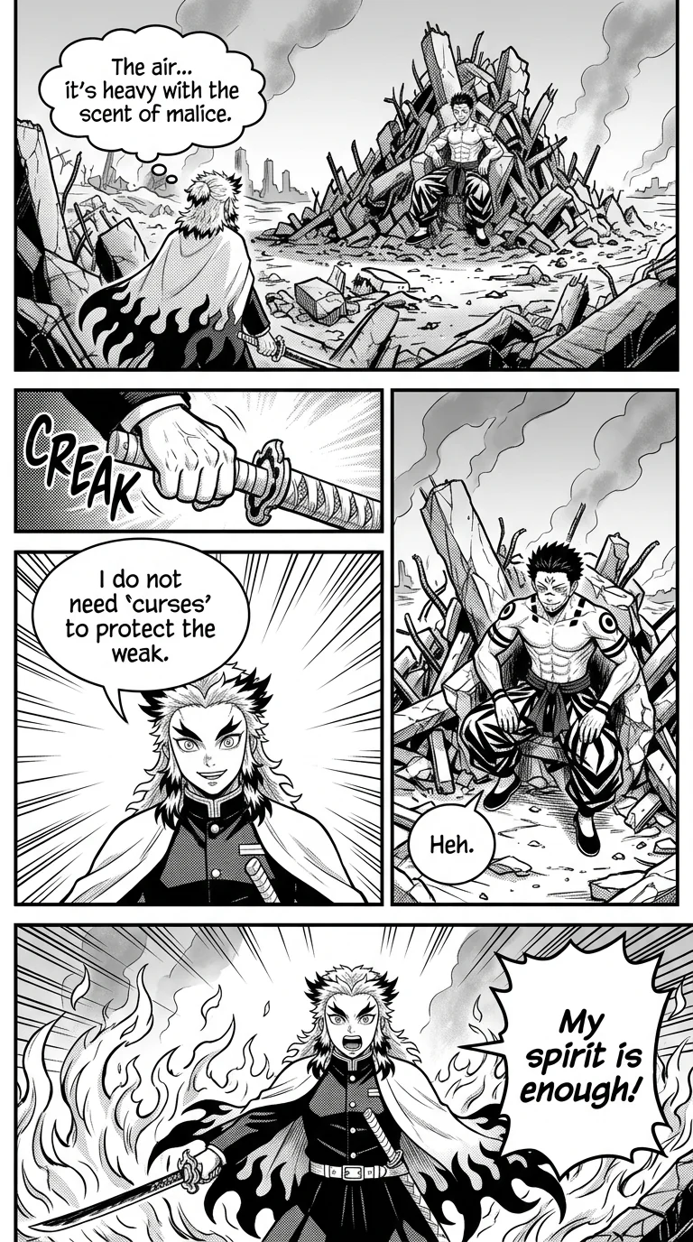Rengoku vs Sukuna : A epic battle  Chapter 3 Page 3 - AI Generated Manga