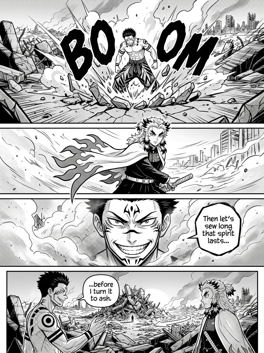 Rengoku vs Sukuna : A epic battle  Chapter 3 Page 5 - AI Generated Manga