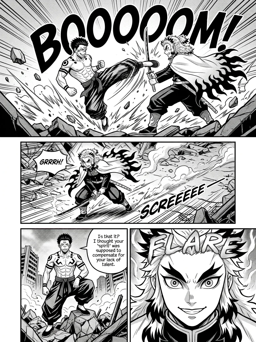 Rengoku vs Sukuna : A epic battle  Chapter 5 Page 2 - AI Generated Manga