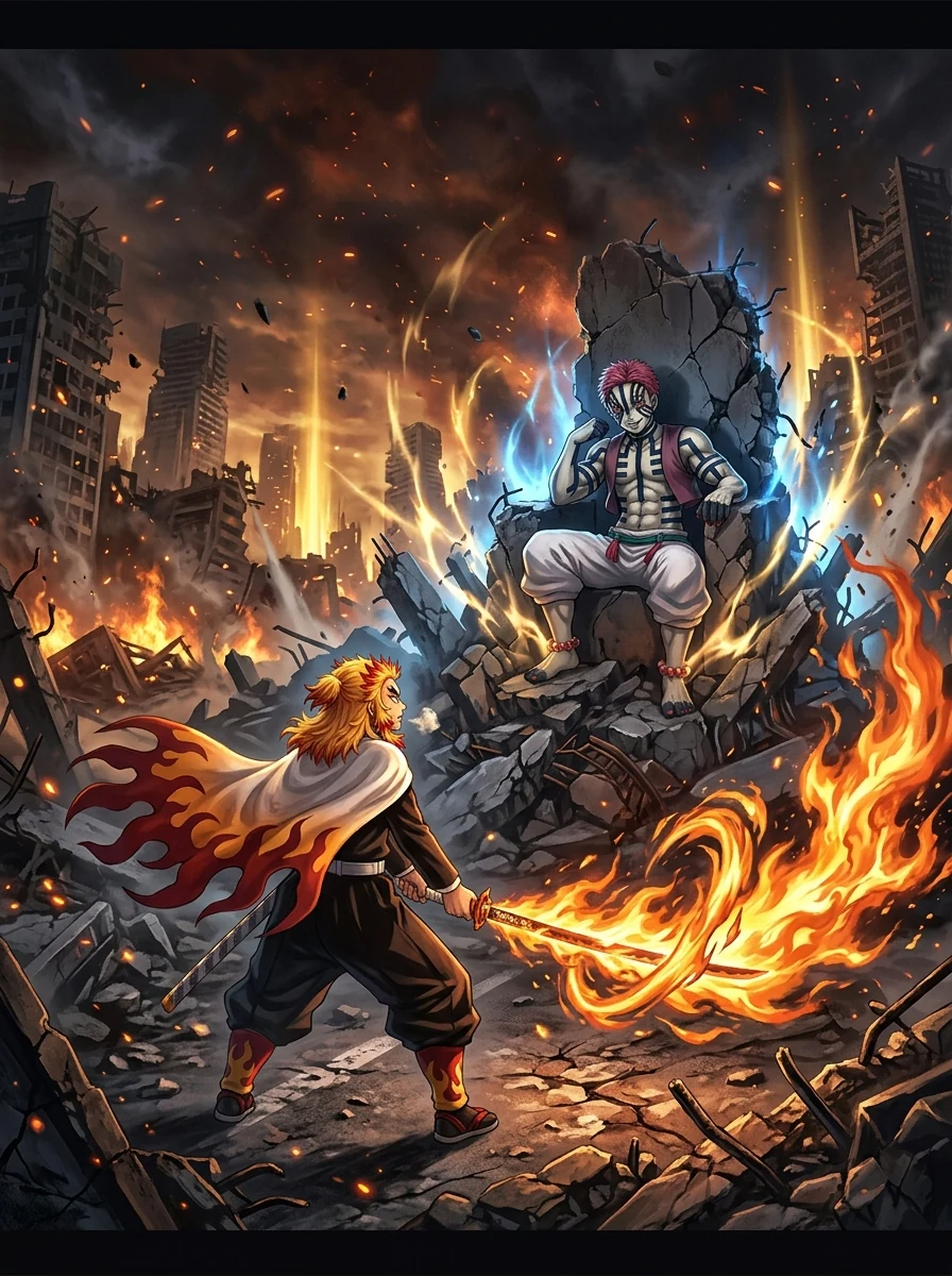 Rengoku vs Sukuna : A epic battle  - AI Generated Manga