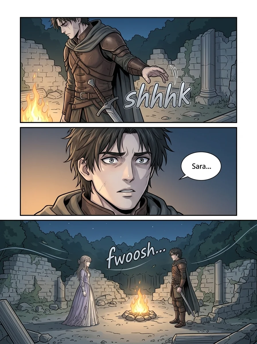 The flame that remembers her Chapter 2 Page 3 - AI Generated Manga